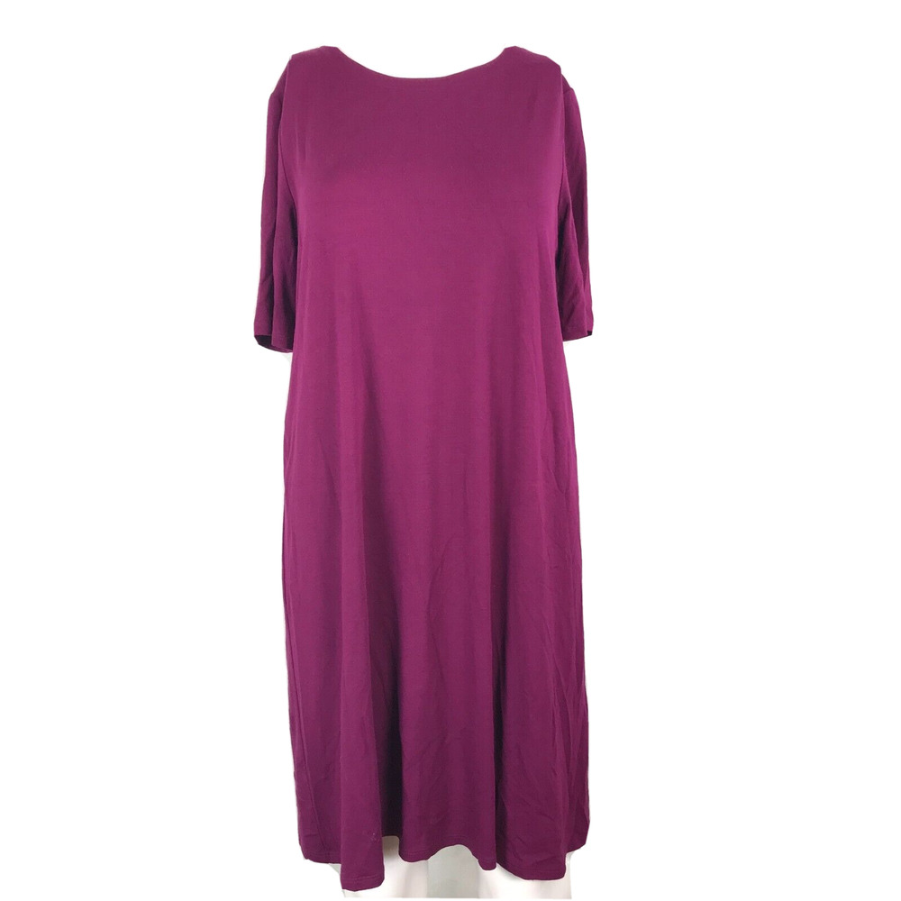 Eileen Fisher Dress Womens Sz XS‎ Purple Stretch Knit Casual Shift